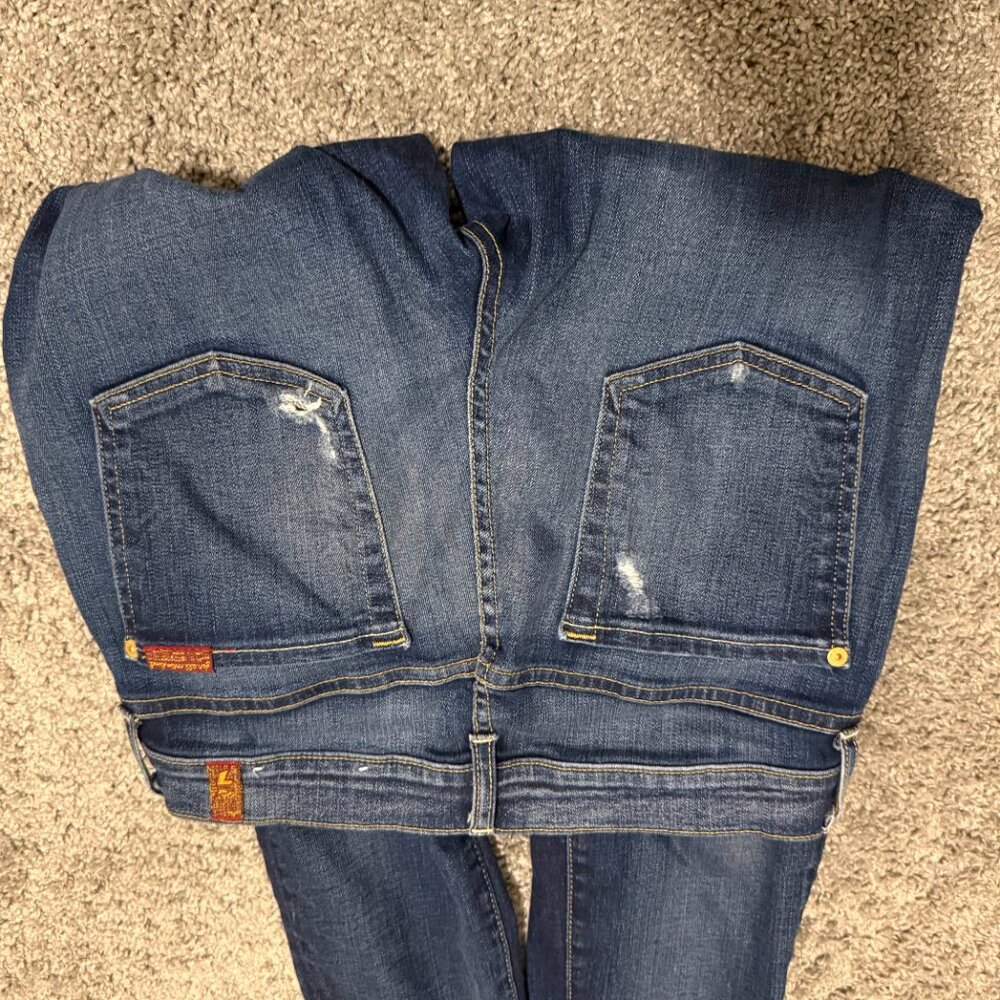 7 For All Mankind Slim Cigarette Jeans Size 28 Distressed EUC $189 - Picture 5 of 6
